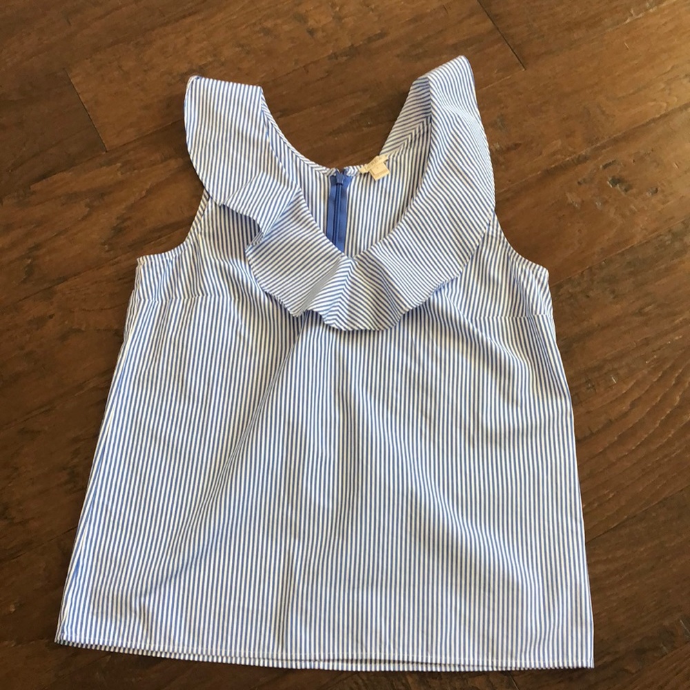 J crew blue white top